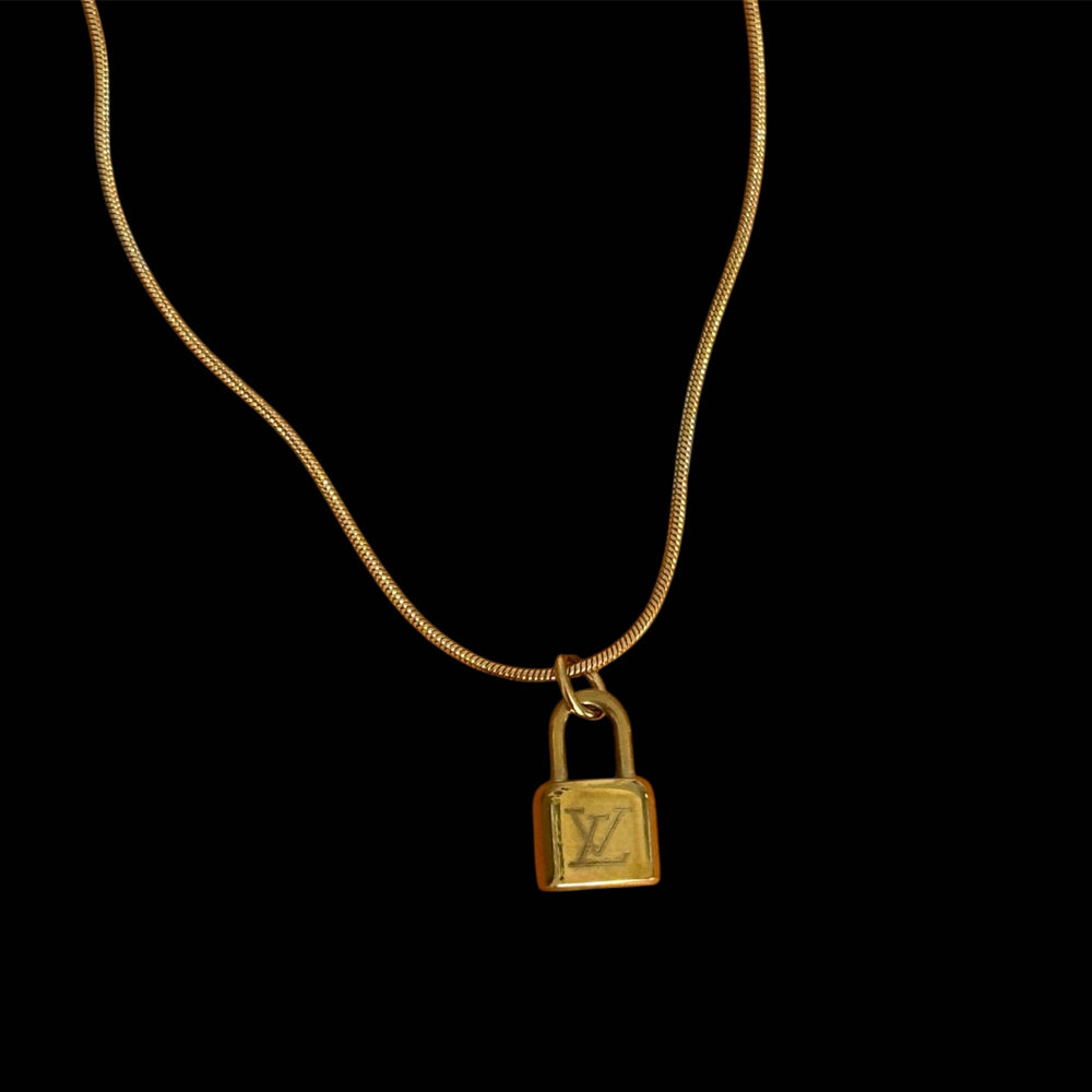 Repurposed Lock Pendant Necklace | Gold Luxury Inspired Chain