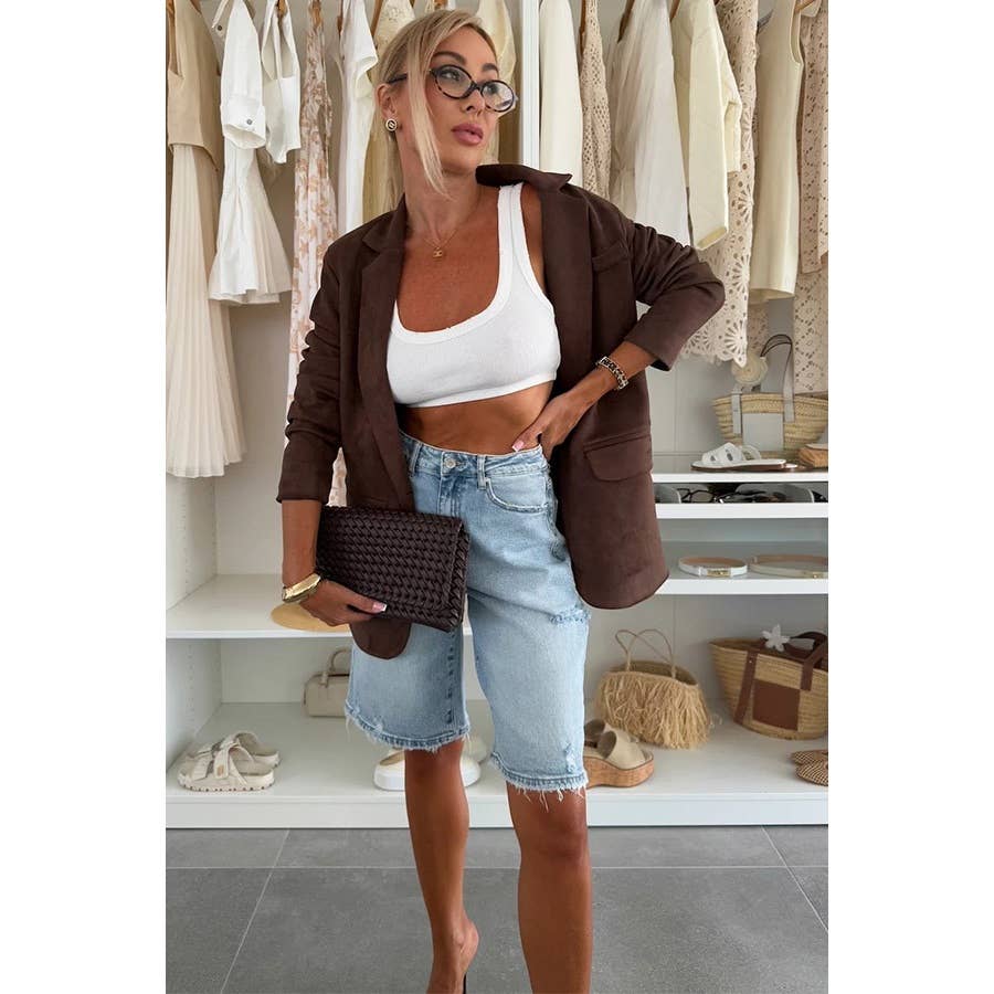 Vintage Wash Denim Jorts for Women | Relaxed Streetwear Bermuda Shorts