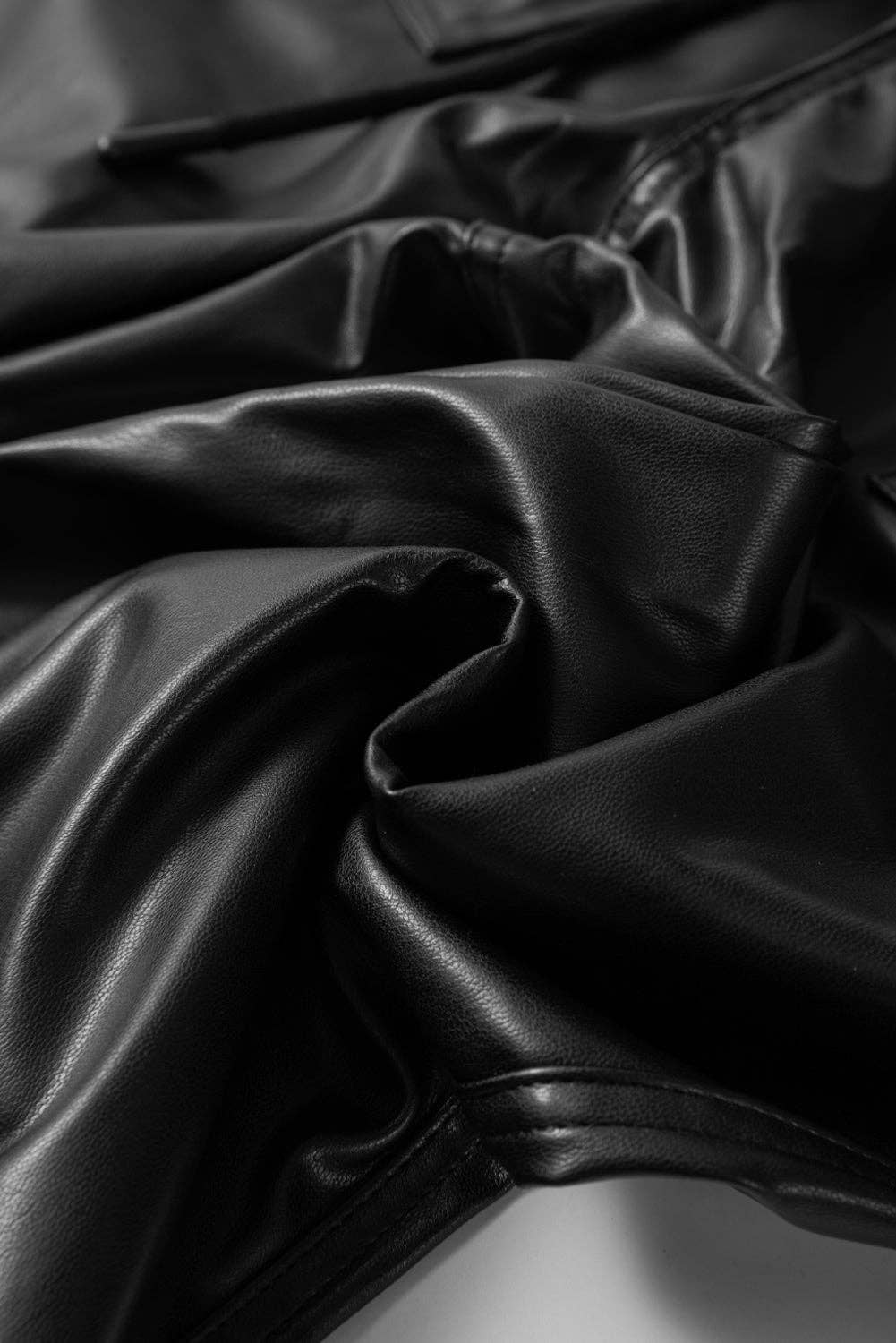 Close-up of black leather texture