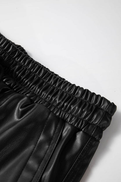 Black leather-like material on a white background
