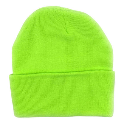Minimal green knit beanie hat with classic cuffed streetwear styling