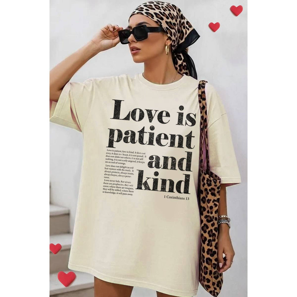 Love Is Patient Graphic Tee | Oversized Faith Based T-Shirt for Women