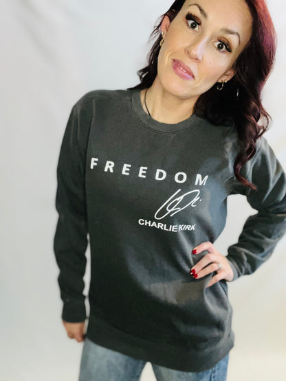 Vintage wash graphic crewneck sweatshirt with relaxed casual streetwear styling