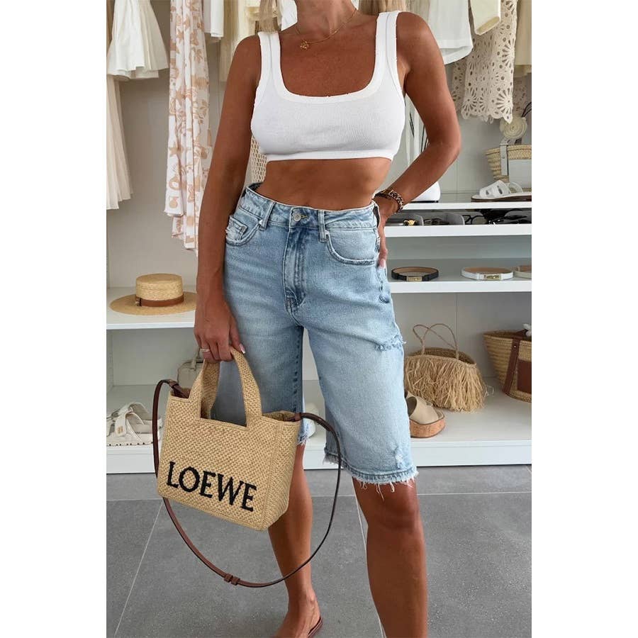 Women’s vintage wash denim jorts with relaxed streetwear oversized fit