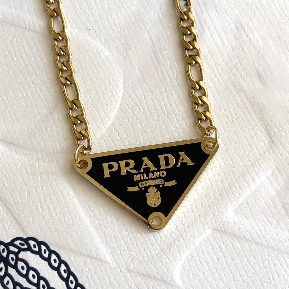 Repurposed Triangle Pendant Necklace | Gold Luxury Inspired Chain