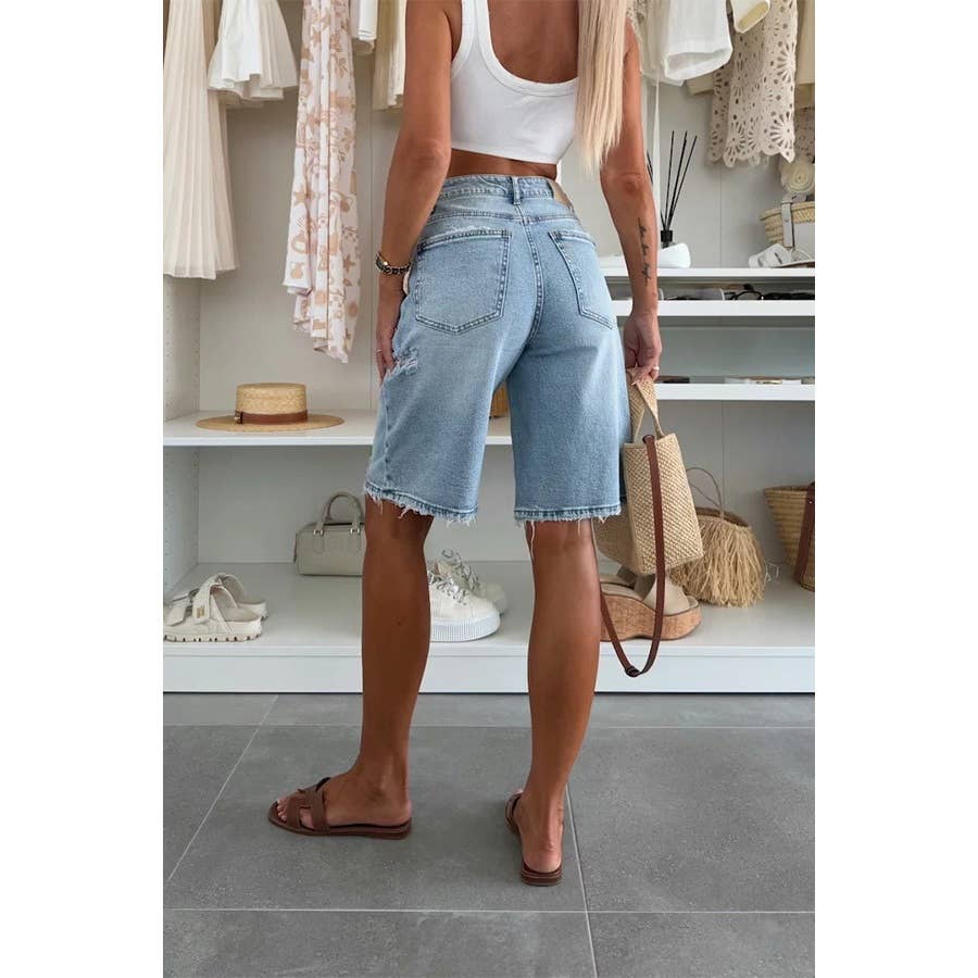 Women’s vintage wash denim jorts with relaxed streetwear oversized fit