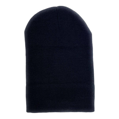 Minimal black knit beanie hat with classic cuffed streetwear styling