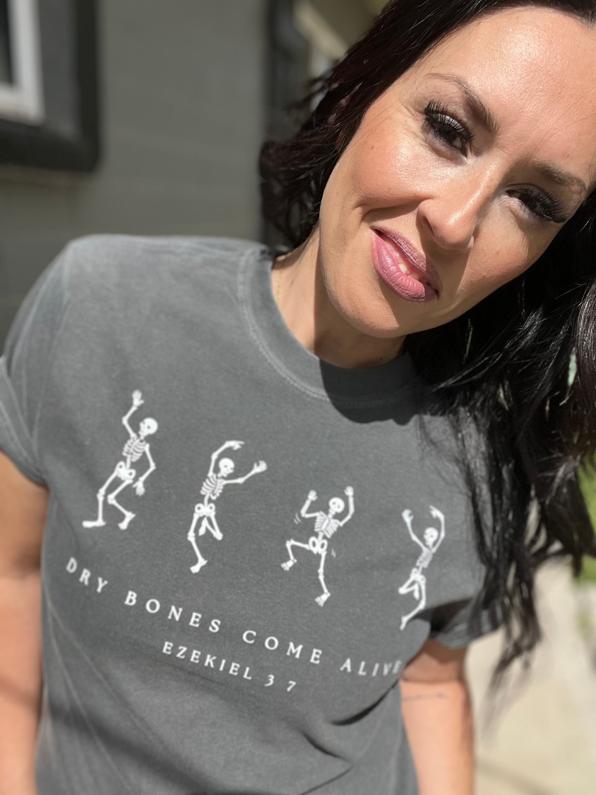 Dry Bones Come Alive Ezekiel 37 graphic t-shirt with minimalist Christian streetwear styling