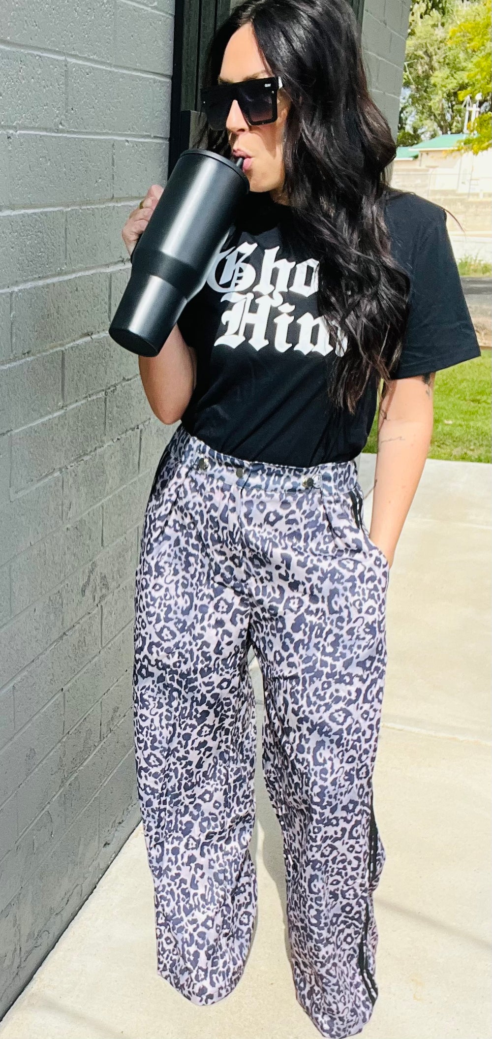 Leopard Wide Leg Track Pants | Casual Streetwear Pants for Women