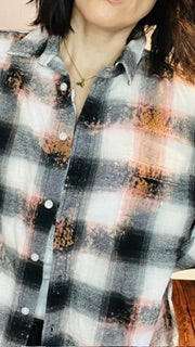Person wearing a plaid shirt with a checkered pattern