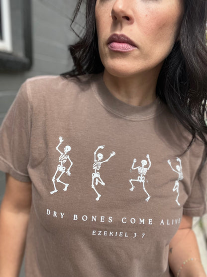 Dry Bones Come Alive Ezekiel 37 graphic t-shirt with minimalist Christian streetwear styling